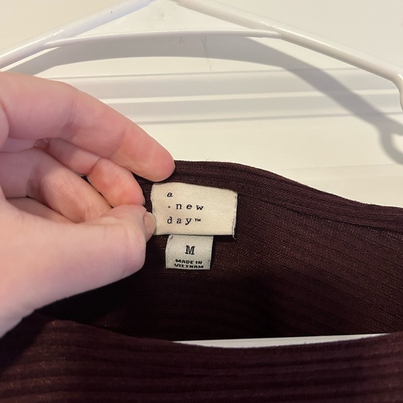 Target A New Day Dark Plum Purple Ribbed Pullover Slouchy Sweater, Size Medium. - Picture 3 of 5